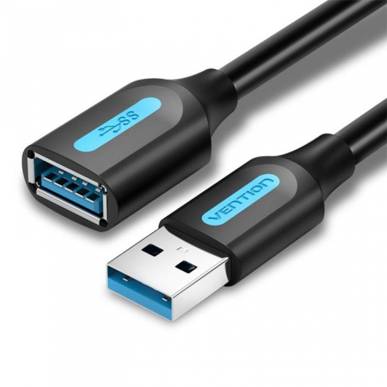 Cable Alargador USB 3.0 Vention CBHBG/ USB Macho - USB Hembra/ 1.5m/ Negro