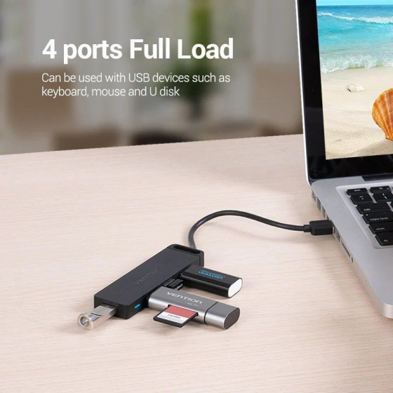 Hub USB 2.0 Vention CHMBF/ 4xUSB/ 1m
