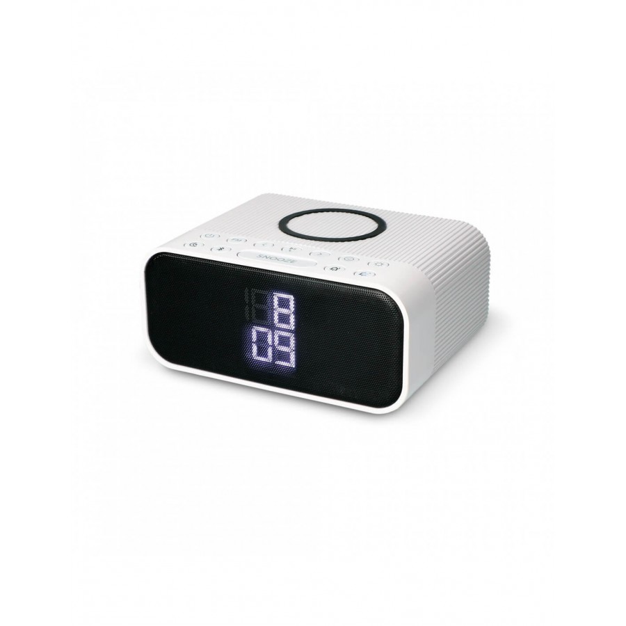Reloj despertador con altavoz Bluetooth, reloj despertador inteligente,  cargador rápido inalámbrico, máquina de sonido de escritorio, luz de