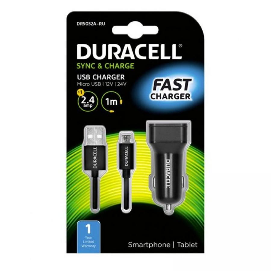 Cargador de Coche Duracell DR5032A/ USB + Cable MicroUSB/ 2.4A - Imagen 3