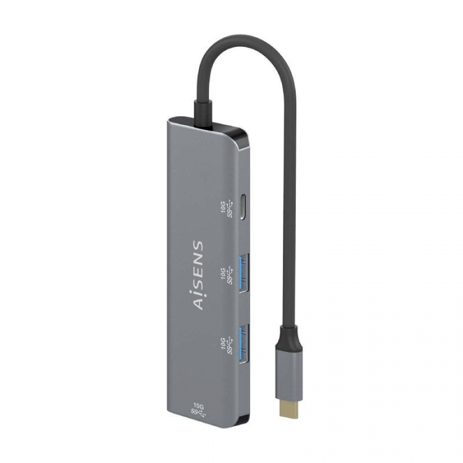 Hub USB Tipo-C Aisens A109-0764/ 3xUSB/ 1xUSB Tipo-C/ Gris