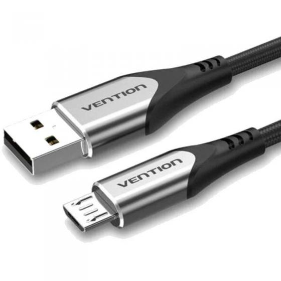 Cable USB 2.0 Vention COAHC/ USB Macho - MicroUSB Macho/ Hasta 60W/ 480Mbps/ 25cm/ Gris