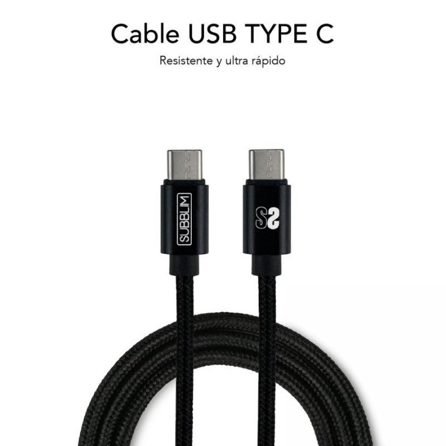 Cargador de Pared Subblim SUB-CHG-3WPD02/ USB + Cable USB Tipo-C/ 2.4A/ Negro - Imagen 2