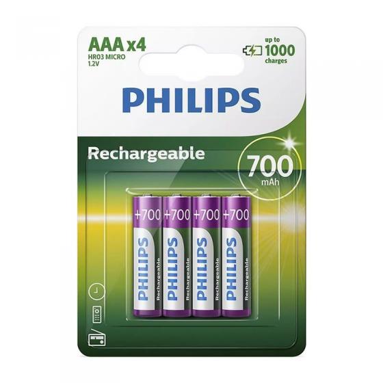 Pack de 4 Pilas AAA Philips R03B4A70/10/ 1.2V/ Recargables - Imagen 1