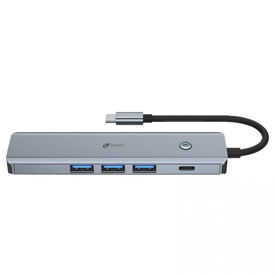 Docking USB Tipo-C Leotec LEDS05/ 3xUSB/ 1xUSB Tipo-C PD/ 1xHDMI/ Gris