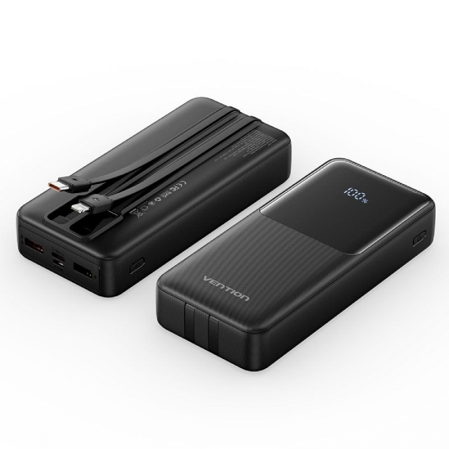 Powerbank 20000mAh Vention FHPB0/ 22.5W/ Negra/ Incluye Cable USB TIpo-C y Lightning