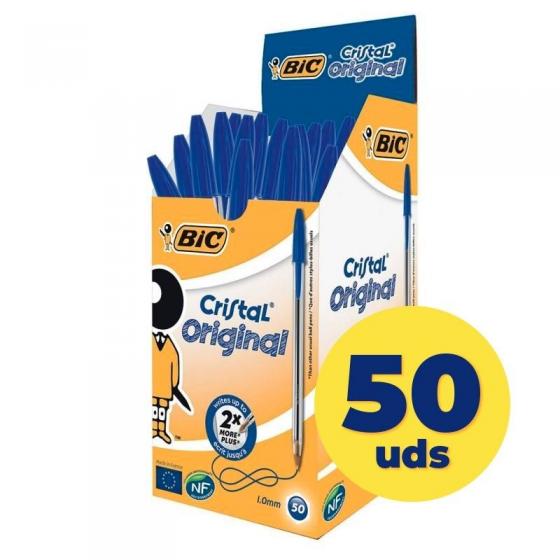 Bolígrafos de Tinta de Aceite Bic Cristal Original 8373609 50 unidades Azules