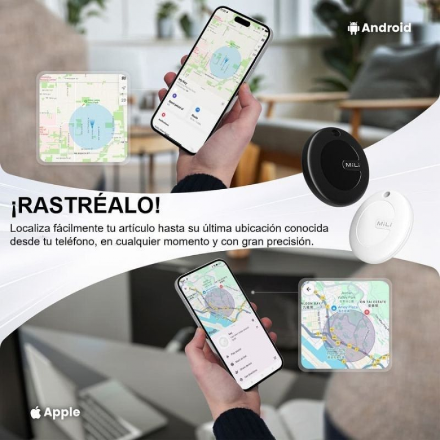 Localizador Leotec EasyTag Dual/ Negro/ Incluye Llavero Rojo