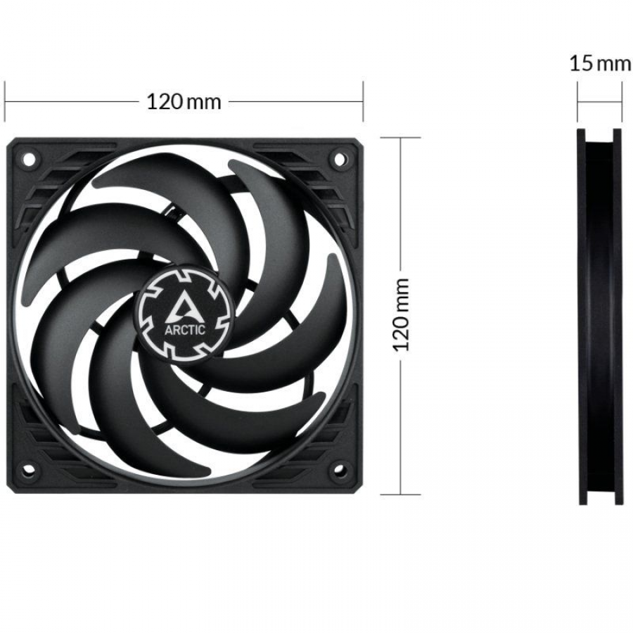 Ventilador Arctic P12 Slim PWM PST/ 12cm/ Negro