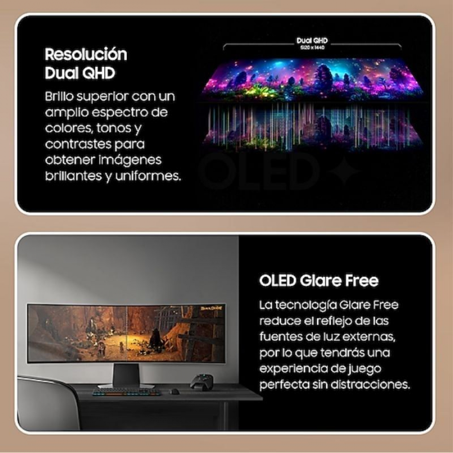Monitor Gaming Ultrapanorámico Curvo Samsung Odyssey OLED G9 S49DG950SU 49'/ Dual QHD/ 1ms/ 240Hz/ OLED/ Regulable en altura/ Pl