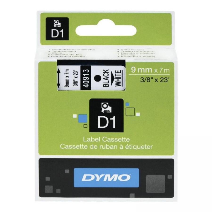 Cinta Rotuladora Adhesiva de Plástico Dymo D1 40913/ para Label Manager/ 9mm x 7m/ Negra-Blanca - Imagen 1
