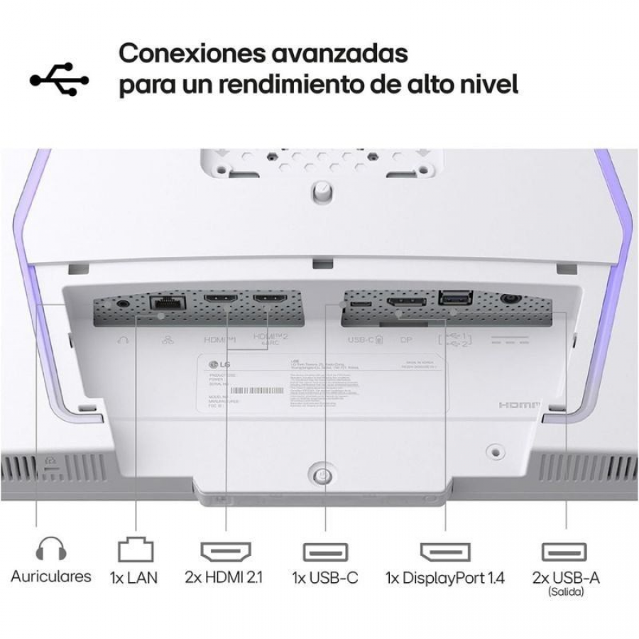 Monitor Gaming LG UltraGear 32G810SA-W 32'/ 4K/ Multimedia/ 1ms/ 144Hz/ IPS/ Regulable en altura/ Blanco