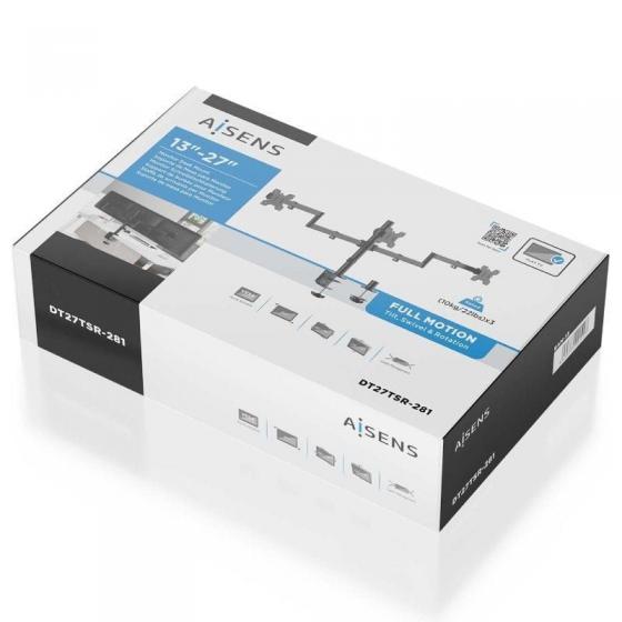 Soporte de Mesa para 3 Monitores Aisens DT27TSR-281/ Giratorio/ Inclinable/ hasta 10kg