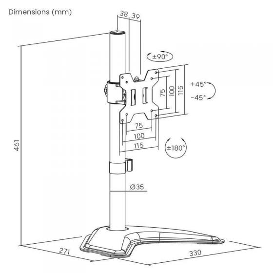 Soporte de Sobremesa para Monitor Aisens DT32TSR-283/ Giratorio/ Inclinable/ hasta 10kg