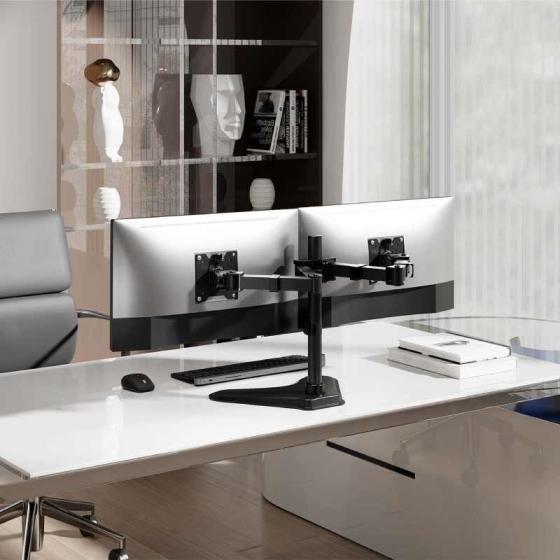 Soporte de Sobremesa para 2 Monitores Aisens DT35TSR-361/ Giratorio/ Inclinable/ hasta 20kg