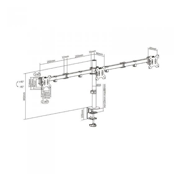 Soporte de Mesa para 3 Monitores Aisens DT27TSR-061/ Giratorio/ Inclinable/ hasta 7kg