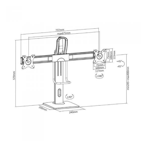 Soporte de Sobremesa con Contrapeso para 2 Monitores Aisens DT27TSR-065/ Giratorio/ Inclinable/ hasta 6kg