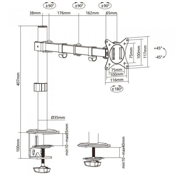 Soporte de Mesa para Monitor y TV Aisens DT32TSR-147/ Giratorio/ Inclinable/ hasta 9kg