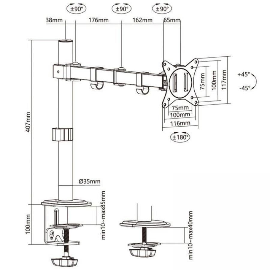 Soporte de Mesa para Monitor y TV Aisens DT32TSR-147/ Giratorio/ Inclinable/ hasta 9kg