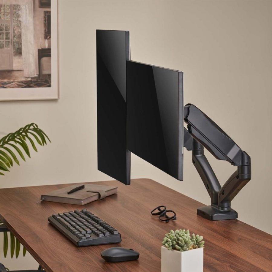 Soporte de Mesa con Contrapeso para 2 Monitores o TV Aisens DT32TSR-221/Giratorio/ Inclinable/ hasta 9kg