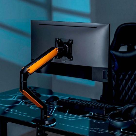 Soporte de Mesa Gaming con Contrapeso para Monitor y TV Aisens DT32TSR-249/ Giratorio/ Inclinable/ hasta 9kg/ con Iluminación RG