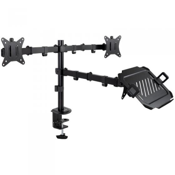 Soporte de Mesa para 2 Monitores y 1 Portátil TooQ DB1202TN-B/ Giratorio/ Inclinable/ hasta 9kg