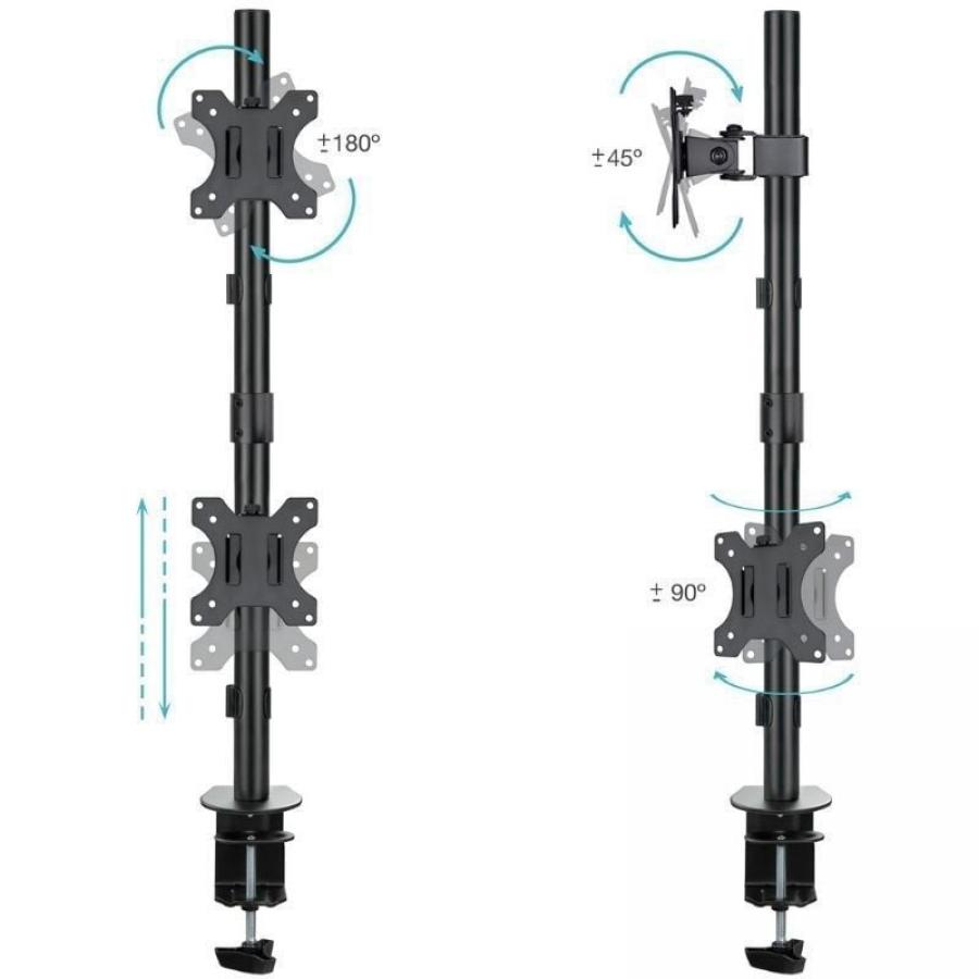 Soporte de Mesa para 2 Monitores TooQ DB1233TNV-B/ Giratorio/ Inclinable/ hasta 8kg