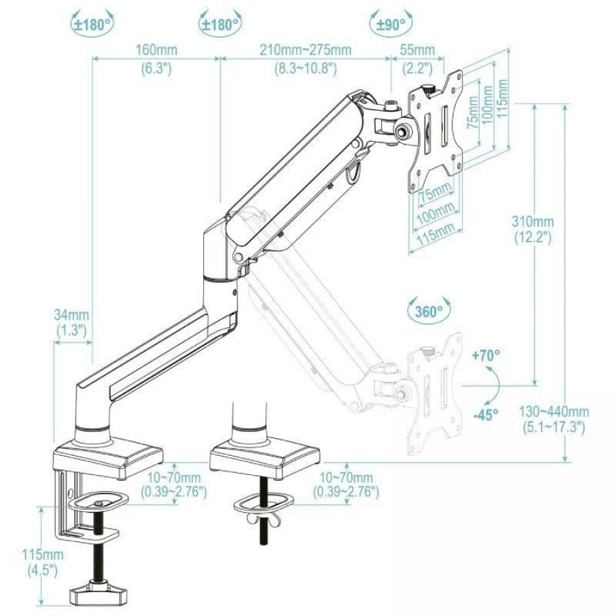 Soporte de Mesa para Monitor TooQ DB1334TNR-B/ hasta 10kg