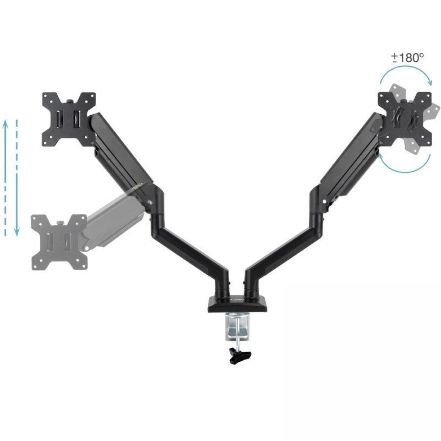 Soporte de Mesa para 2 Monitores TooQ DB1434TNR-B/ Giratorio/ Inclinable/ hasta 10kg