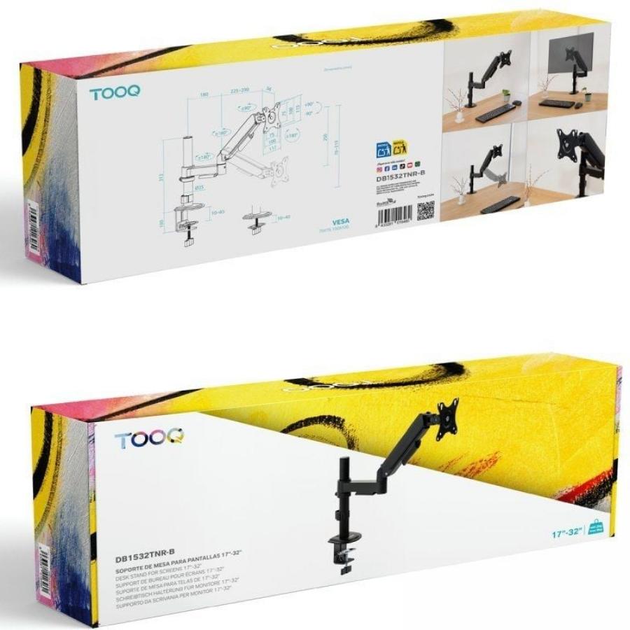 Soporte de Mesa para Monitor TooQ DB1532TNR-B/ Giratorio/ Inclinable/ hasta 9kg