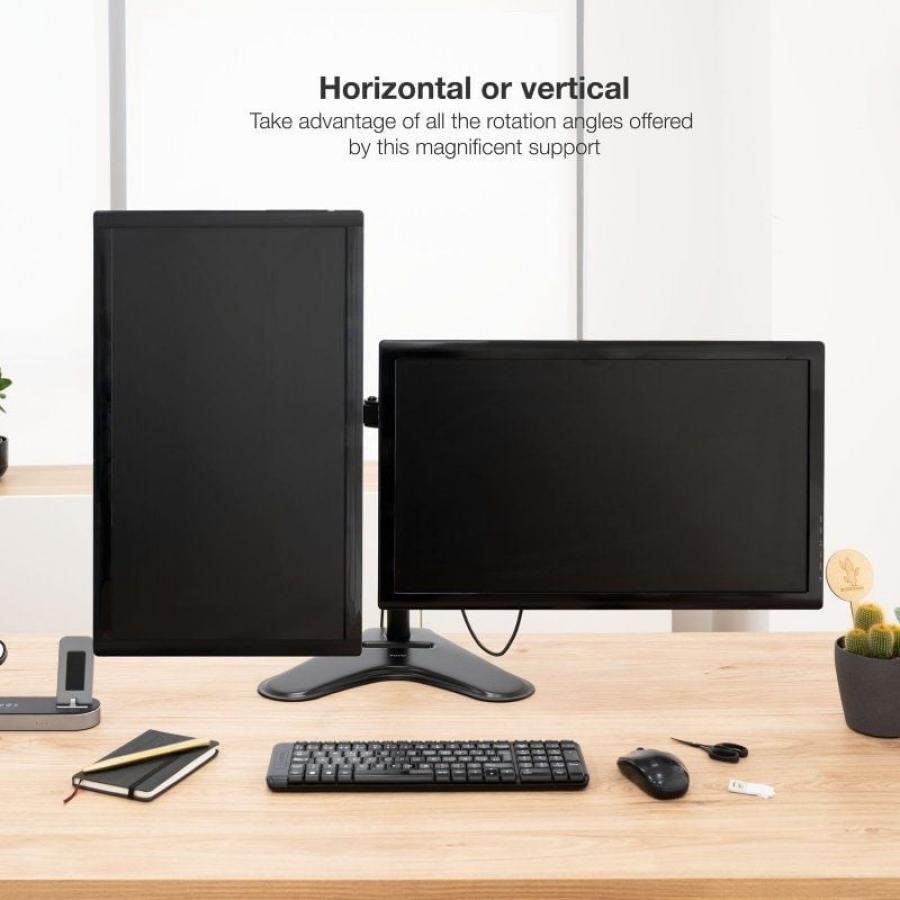 Soporte de Sobremesa para 2 Monitores TooQ DB1702TN-B/ Giratorio/ Inclinable/ hasta 9kg