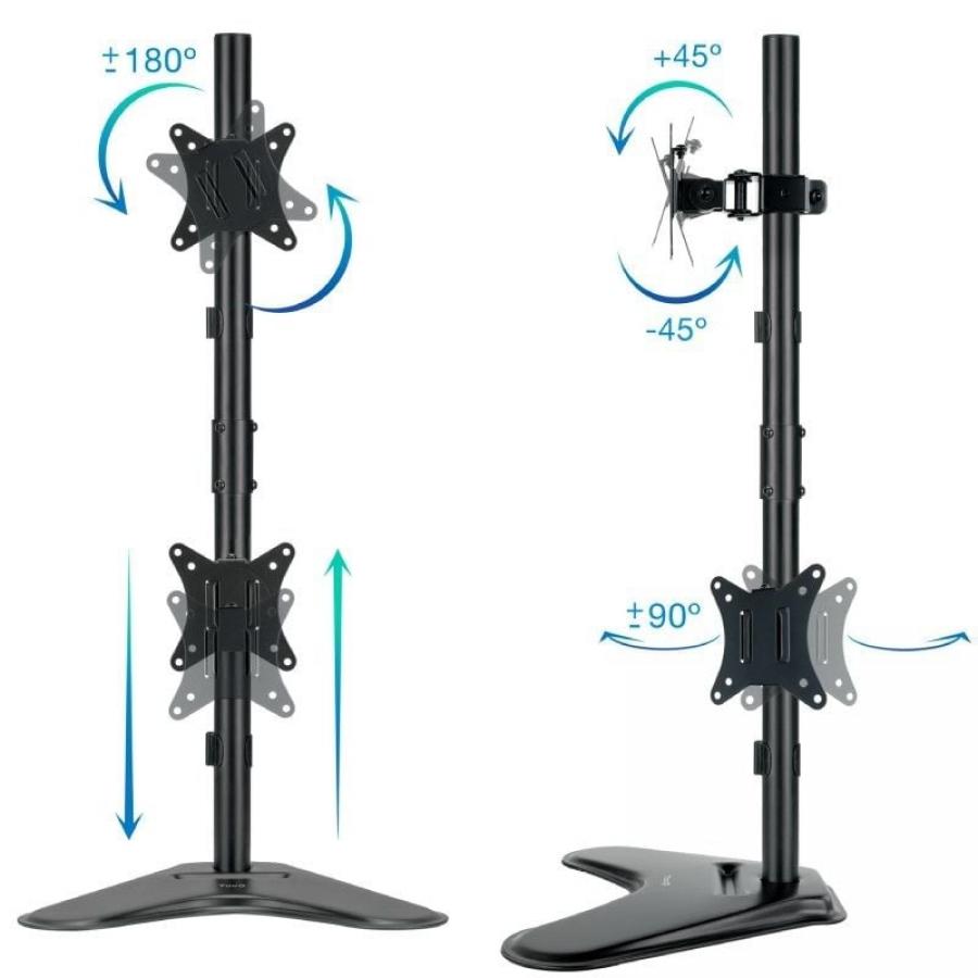 Soporte de Sobremesa para 2 Monitores TooQ DB1703TNV-B/ Giratorio/ Inclinable/ hasta 9kg