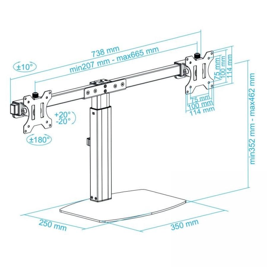 Soporte de Sobremesa para 2 Monitores TooQ DB1727TN-B/ Giratorio/ Inclinable/ hasta 6kg