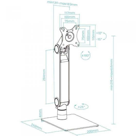 Soporte de Sobremesa para Monitor TooQ DB1741TN-B/ Giratorio/ Inclinable/ hasta 8kg