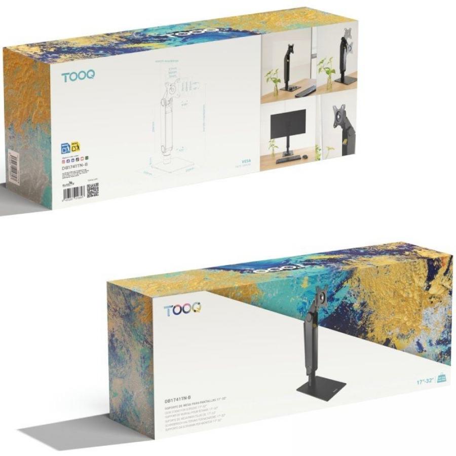 Soporte de Sobremesa para Monitor TooQ DB1741TN-B/ Giratorio/ Inclinable/ hasta 8kg