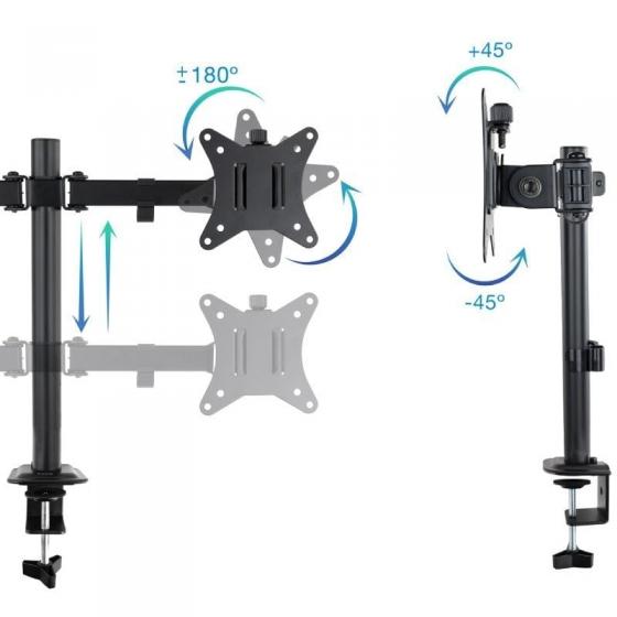 Soporte de Mesa para 2 Monitores TooQ DB1802TN-B/ Giratorio/ Inclinable/ hasta 8kg