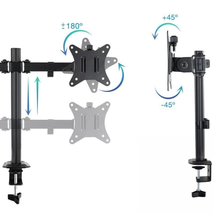 Soporte de Mesa para 2 Monitores TooQ DB1802TN-B/ Giratorio/ Inclinable/ hasta 8kg