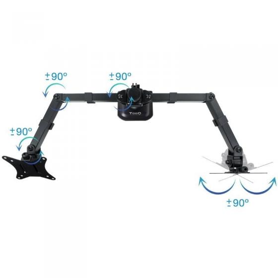 Soporte de Mesa para 2 Monitores TooQ DB1802TN-B/ Giratorio/ Inclinable/ hasta 8kg