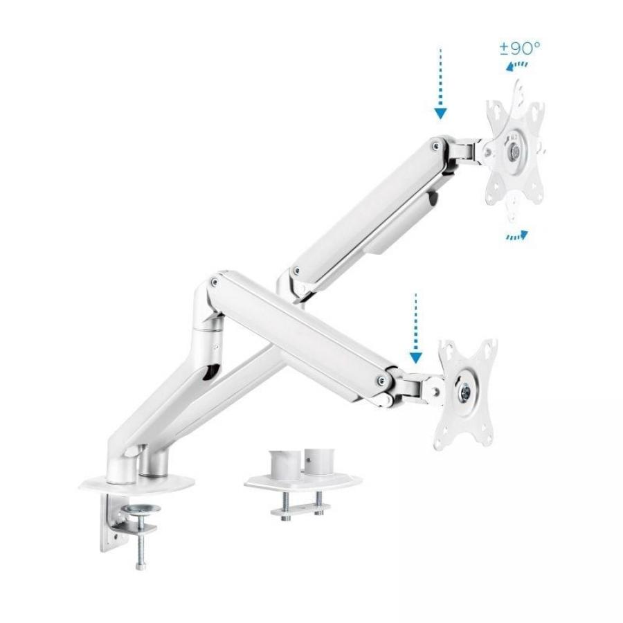Soporte de Mesa para 2 Monitores TooQ DB4132TNR-W/ Giratorio/ Inclinable/ hasta 9kg