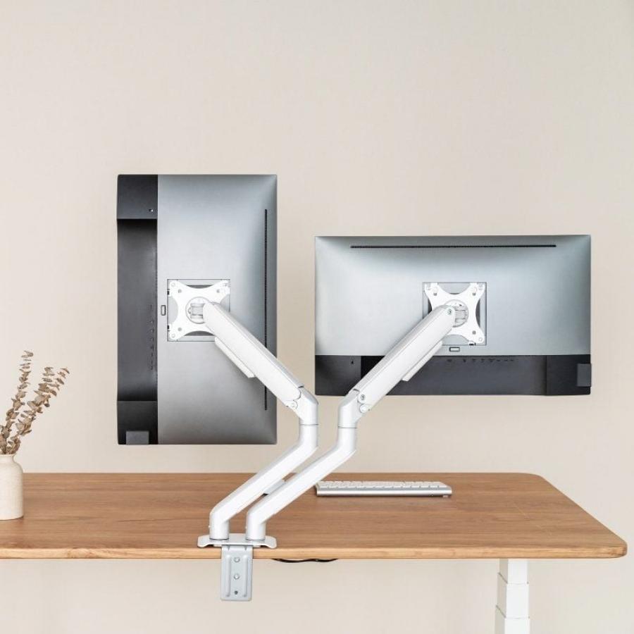 Soporte de Mesa para 2 Monitores TooQ DB4132TNR-W/ Giratorio/ Inclinable/ hasta 9kg