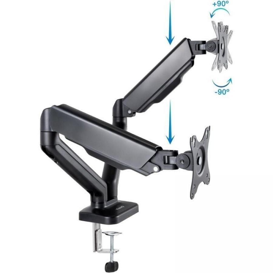 Soporte de Mesa para 2 Monitores TooQ DB5132TNR-B/ Giratorio/ Inclinable/ hasta 9kg