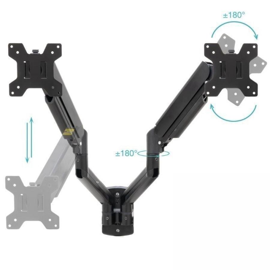 Soporte de Pared para 2 Monitores TooQ LP1434TNR-B/ Giratorio/ Inclinable/ Rotatorio/ hasta 10kg