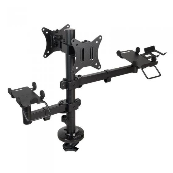 Soporte de Mesa para 2 Monitores, TPV, Impresora, Términal y Lector TooQ TQPM0002/ Giratorio/ Inclinable/ hasta 9kg