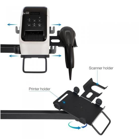 Soporte de Mesa para 2 Monitores, TPV, Impresora, Términal y Lector TooQ TQPM0002/ Giratorio/ Inclinable/ hasta 9kg