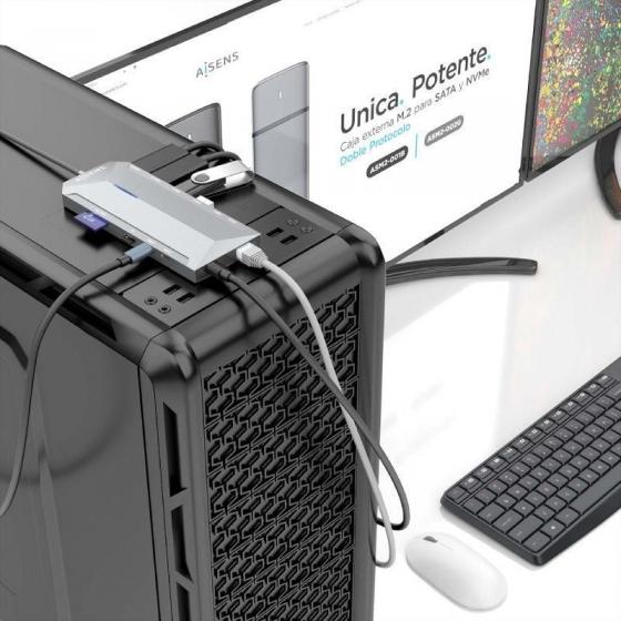 Docking USB Tipo-C Aisens ASUC-12P005-GR/ 2xHDMI 4K/ 3xUSB/ 2xUSB Tipo-C/ 1xRJ45/ 1xAudio/ 1xLector Tarjetas/ 1x Jack/ 1xUSB Tip