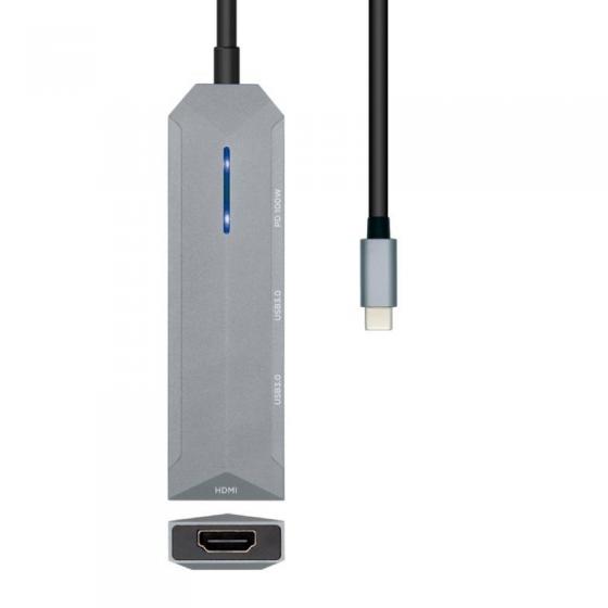 Docking USB Tipo-C Aisens ASUC-4P002-GR/ 1xHDMI 4K/ 2xUSB/ 1xUSB Tipo-C PD/ Gris