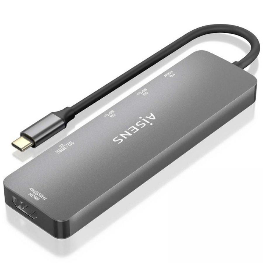 Docking USB Tipo-C Aisens ASUC-6P016-GR/ 1xHDMI 4K/ 2xUSB/ 1xLector Tarjetas/ 1xUSB Tipo-C PD/ Gris