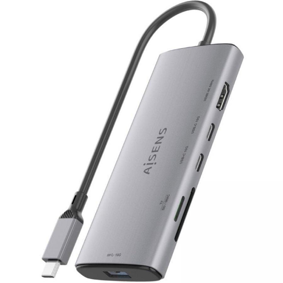 Docking USB Tipo-C Aisens ASUC-6P029-GR/ 1xHDMI 4K/ 1xUSB/ 2xUSB Tipo-C/ 1xLector de Tarjetas/ Gris