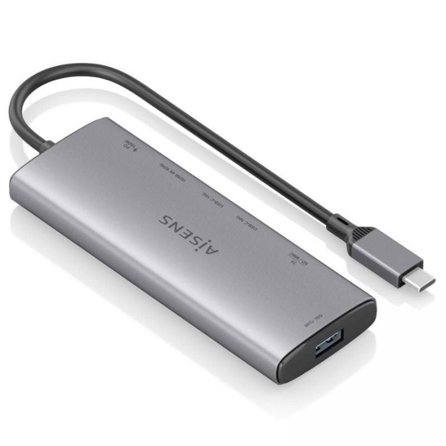 Docking USB Tipo-C Aisens ASUC-7P031-GR/ 1xHDMI 4K/ 1xUSB/ 2xUSB Tipo-C/ 1xLector Tarjetas/ 1xUSB Tipo-C PD/ Gris