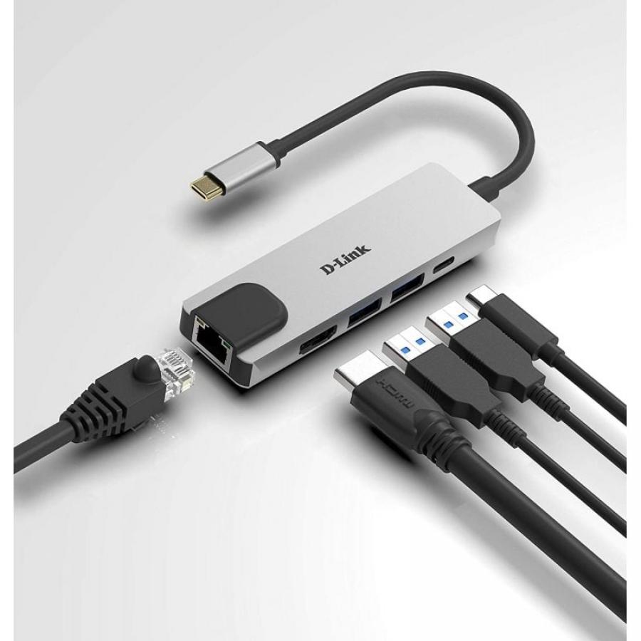 Docking USB Tipo-C D-Link DUB-M520/ 2xUSB/ 1xUSB Tipo-C/ 1xHDMI 4K/ 1xRJ45/ 1xThunderbolt/ Gris